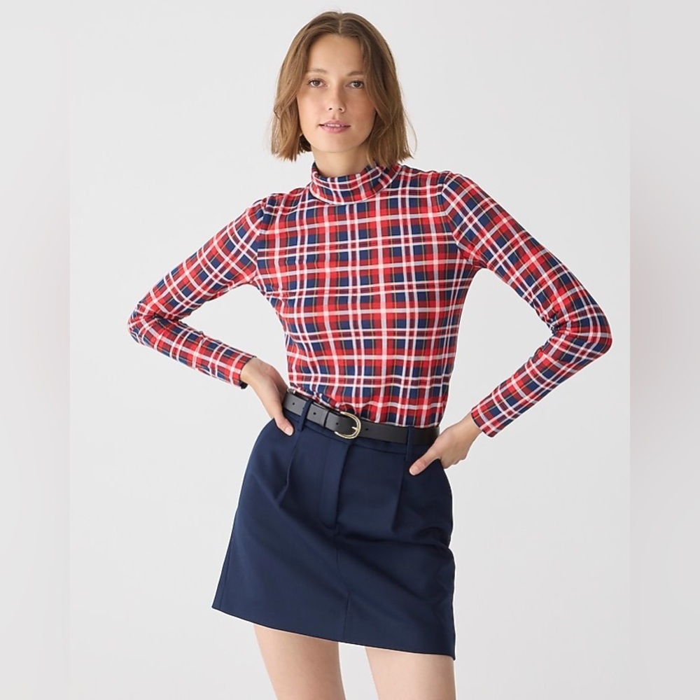 Tissue turtleneck in plaid